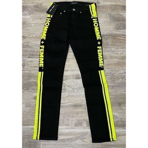 Homme + Femme Black Neon Distressed Men’s Jeans Sz 28